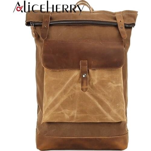 Man Canvas Leather Backpack Vintage High-capacity Laptop Cowhide Backpacks Men Women Backpack School Bags For Male Mochila