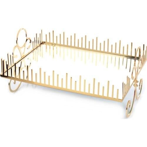 Laser Footed Presentation Gold Color Tray Presentation Tray Aid Mubarak Decoration Ramadan Kareem Home Accessory