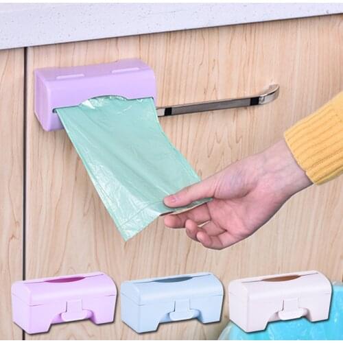 Garbage Bag Dispenser Storage Box Wall Mount Hanging Garbage Holder Kitchen Plastic Bag Organizer Container Housekeeping