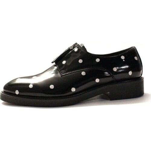 Mens Genuine Leather Shoes Luxury Zipper Slip On Party Dress Shoes Loafers England Style Handmade Man Leather Footwear Plus Size