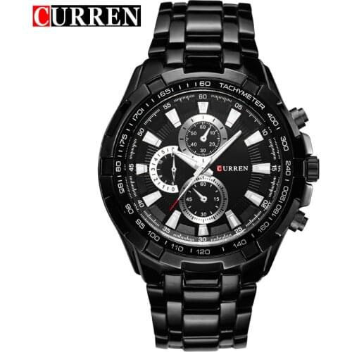 CURREN 2018 New Luxury Fashion Analog Military Sports Men Watches Full Steel Band Black Quartz Male Clock Relogio Masculino