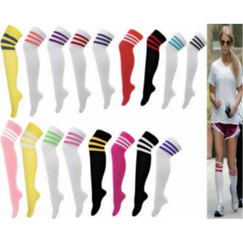 Men Womens Sport football Soccer Stripe Long Socks Over Knee High Sock Baseball