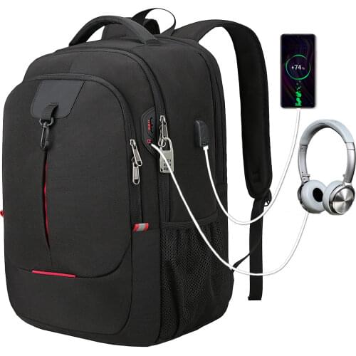 Men Reflective Strip Multifunctional 15.6 Inch Anti-theft Laptop Backpack USB Notebook Travel Bag Rucksack School Bag For Male