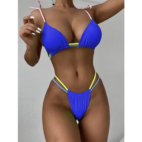 2021 New Sexy Mini Micro Thong Bikini Women Swimwear Female Swimsuit Two-pieces Bikini set Padded Bather Bathing Suit Swim Lady