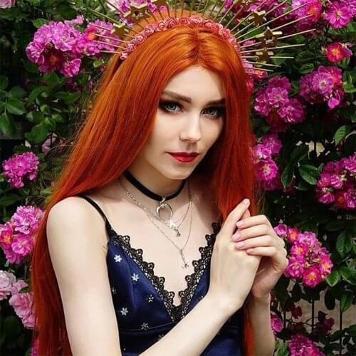 Cosplay Wig Brown Color Synthetic Hair for Women Girls High Tembreture Full Machine Made Wig with Baby Hair