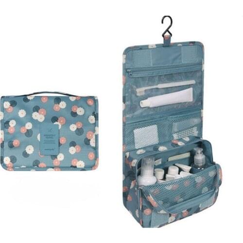 Portable Hanging Cosmetic Organizer Case Flower Printed Makeup Storage Bag Travel Toilet Wash Bag Hot Sale Cosmetic Bags