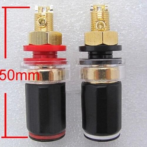 A pair Banana connector Gold-plated Banana plug sockets Free Crystal Stud Welding 50mm High quality