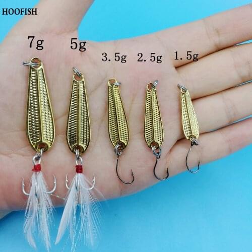 HOOFISH 10PCS/lot mini Metal Jig spoon lure 7g/5g/3.5g/2.5g/1.5g Artificial bait Spinners Spoon Hard Bait fishing accessories