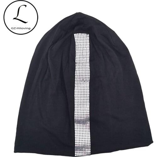 Dropshipping Women Silver metallic Ribbon Hats And Caps Soft Autumn Thin Cotton Slouch Skullies Beanies hats Ladies Oversize Hat