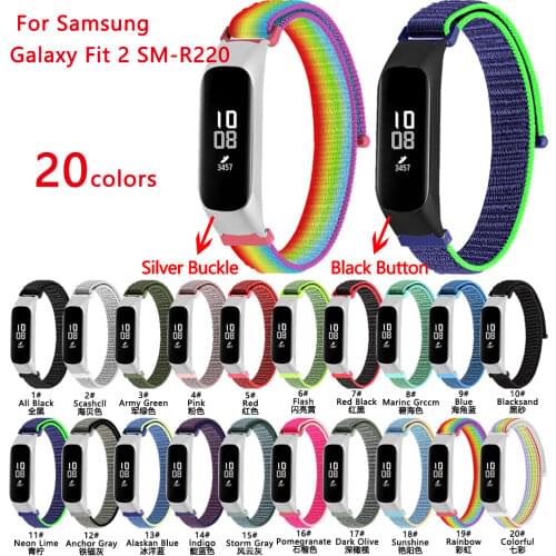 Tschick Wristband Strap For Samsung Galaxy Fit 2 SM-R220 Band Replacement Canvas Nylon Loop Watch Band Steel Buckle Sports Strap