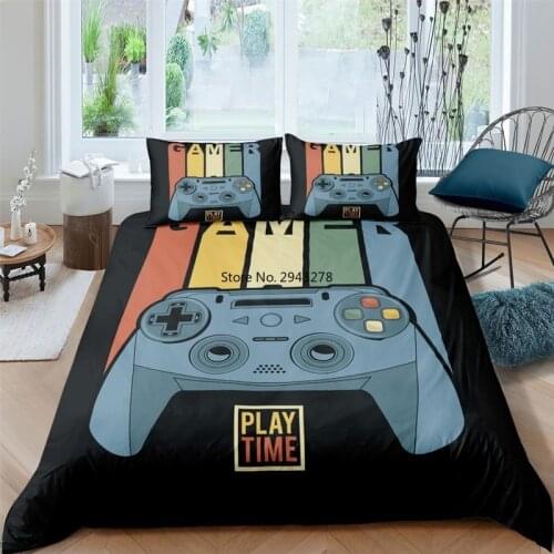 Luxury 2/3 Pcs Gamer Duvet Cover Cartoon King Queen Single Bedding Sets Kids Boy Girl Bed Set Game Cartoon Quilt Comforter Cover
