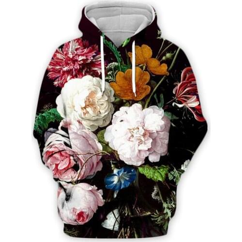 2021 autumn Fashion Men Women 3D Hoodies Rose/peony flowers Full Printed casual Hooded sweatshirt/ Hoodie