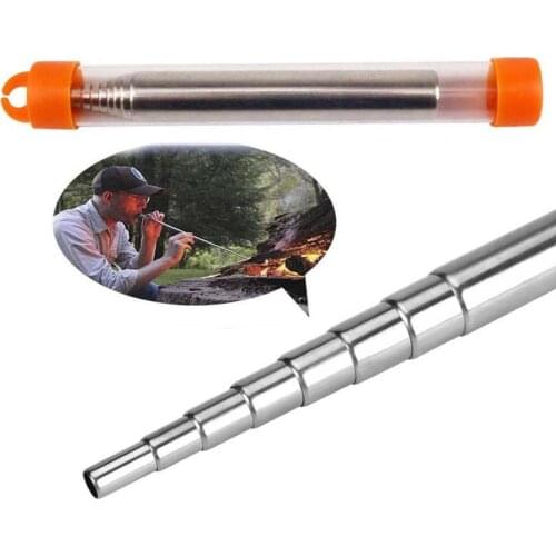 Blow Fire Tube Collapsible Blow Fire Tube Stainless Steel Campfire Tool Camping Equipment Blowing Fire Stick