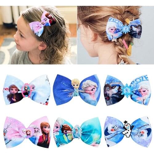 Frozen 2 Bow Hairpin Action Figure Elsa Hair Accessories Cartoon Girls Hair Clips Cosplay Party Xmas Toys Gifts For Children