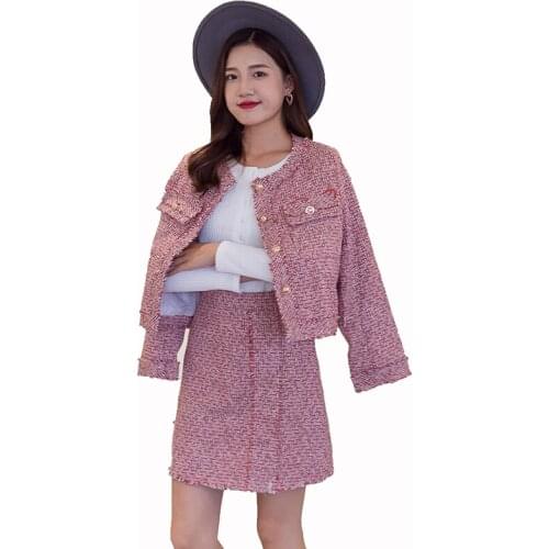 2 piece outfits for women fashion temperament commuter suit skirt female slim tassel jacket bag hip skirt two-piece