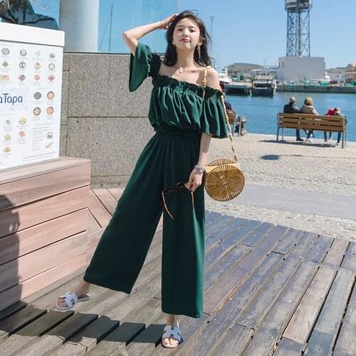 Heliar Sets 2020 Summer Women Two piece outfits Ruffles Off Shoulder Short Sleeve Tops and Pants Women Summer Elegant Sets