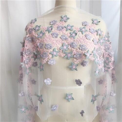 Pink Evening Dress Chest Decorated Lace Trim Fabric 3D Lady Childeren Dress Applique Accessories Height 43cm