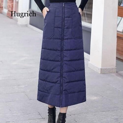 Winter Women Elastic High Waisted Black Down Skirt Thick Warm Zipper Slim a Word Female New Fashion Plus Size 4Xl Skirt