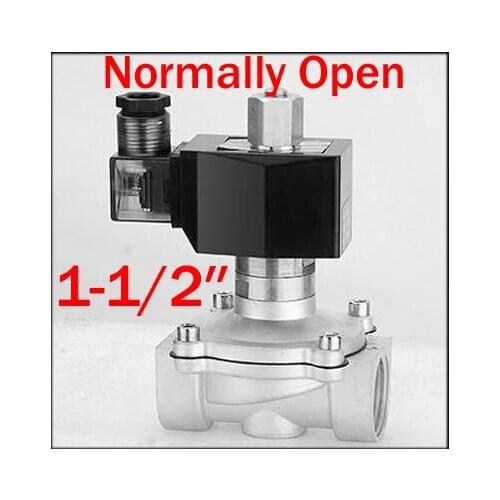 1-1/2" 1.5'' 40mm Size Stainless Normally Open 2-Way SS304 Electric Solenoid Valve Viton Oil Acid,110V AC 220V AC 12V DC 24V DC