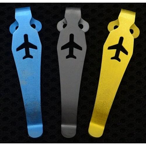 1 Piece TC4 Titanium Alloy Pocket Knife Back Clip Spyderco C81 C10 C11 Aircraft Design 2 Holes 2.3MM Diameter Knife DIY EDC