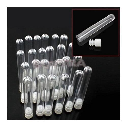 10 Pcs Clear Plastic Test Tube With Cap 12x75mm U-shaped Bottom Long Transparent Test Tube Lab Supplies