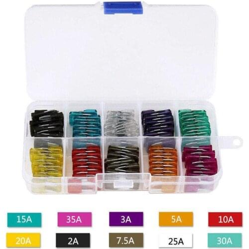 100PCS 50PCS Car Fuses 2A 3A 5A 7.5A 10A 15A 20A 25A Auto Box with Assortment Blade Amp Clip Fuse Truck 30A 35A Set Type J6X8