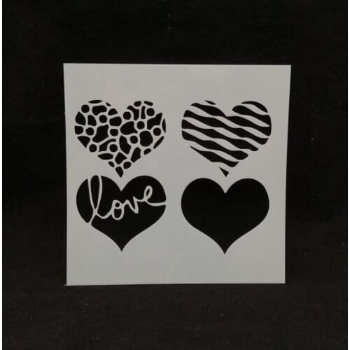 13*13 Four love Layering Stencils for Diy scrapbook/photo album Decorative Embossing coloring,painting stencil,home decor