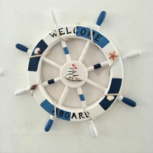 45CM Nautical Beach Mediterranean Style Wooden Boat Rudder Helmsman Wall Decor