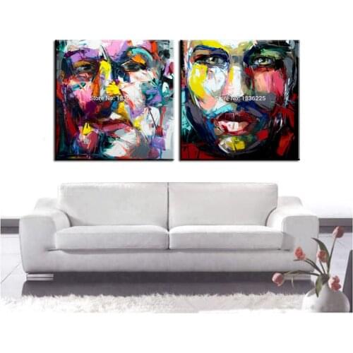 Big Size Abstract Man Face Oil Painting On Canvas Modern Decoration Living Room Office Wall Hand Painted Francoise Nielly Art