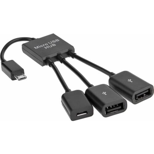Black Mini 3 in 1 Micro USB Power Charging Host OTG Hub Cable Adapter for Samsung NOTE 2 i9100 i9300 XOOM A500