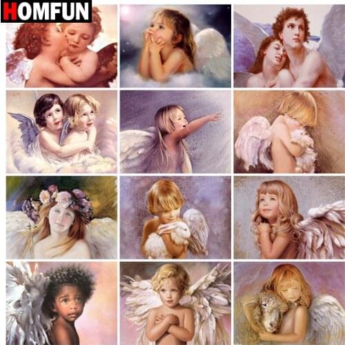 HOMFUN Full Square/Round Drill 5D DIY Diamond Painting "Religious Angel child sky" Embroidery Cross Stitch 5D Home Decor Gift