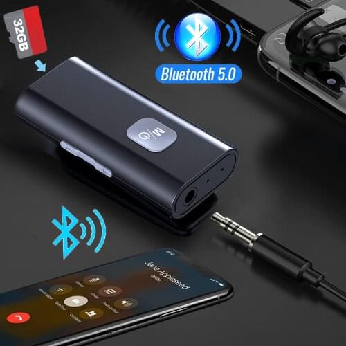 JINSERTA In-Car 3.5mm AUX Bluetooth Audio Receiver Portable Wired To Wireless Media Adapter For Earphone Headset Speaker