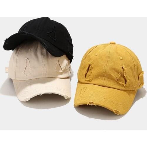 Plain Distress Baseball Cap Hip Hop Outdoor Sports Washed Cotton Snapback Hat Streetwear Blank Hiphop Cap Bone Dropshipping