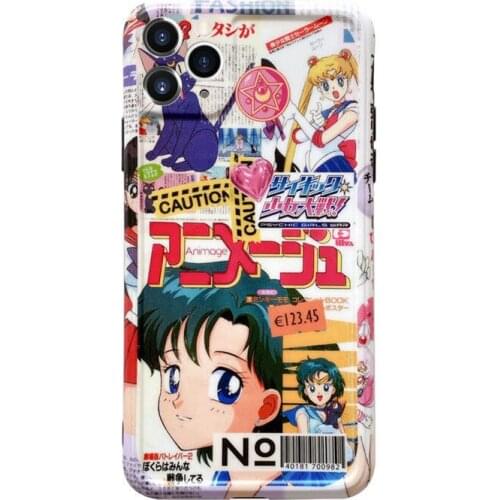 Japanese Anime Sailor Mercury Case for iPhone 11 12 Pro Max 8 7 6 6s Plus Xr XsMax X Xs SE 2020 12 Color Candy Soft Back Cover