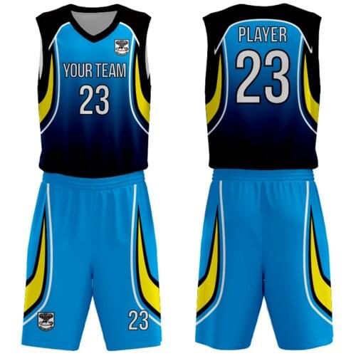 Custom made latest basketball jersey uniform design color blue basketball training clothes sublimation printing