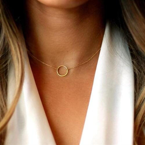 Delicate Open Circle Necklace Dainty Gold Circle NecklaceChoker BestEveryday Necklace Minimal Outline CharmChokerFriendshipgift