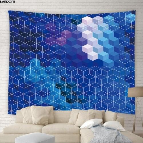 Colorful Geometric Aesthetics Tapestry Lattice Stripes Ripple Hippie Wall Hanging Home Decor Living Room Bedroom Bedspread Sheet