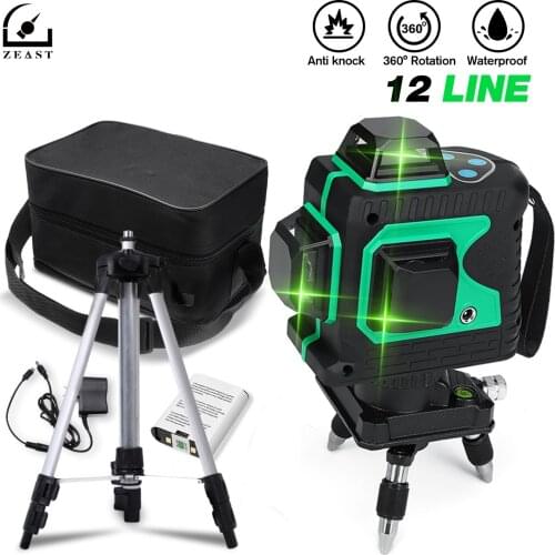 Laser levels 12 Lines 3D Green Light Horizontal&Vertical Cross 360 Auto Self-Leveling &6000mAh Battery&Tripod&532nm Laser Levels