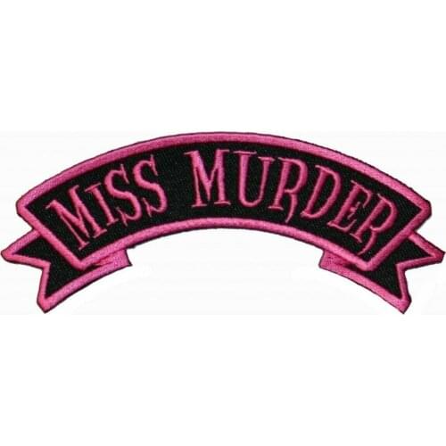 Hot! Miss Murder Name Tag Patch Horror Dead Bike Biker Embroidered Iron On Applique (Size is about 10*4.5cm)