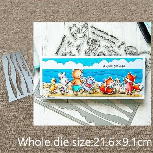 XLDesign Craft Metal Cutting Dies stencil mold Ocean Waves Scene Horizontal scrapbook Album Paper Card Craft Embossing die cuts