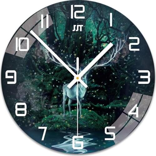 Fashionable and creative clock hanging clock living room round glass clock silent quartz clock