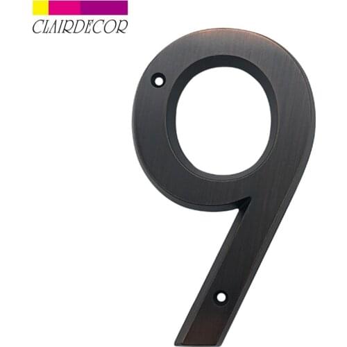 6 in 152mm Big House Number Door Address Number Zinc Alloy Screw Mounted Outdoor Address Sign #9 Aged bronze Color