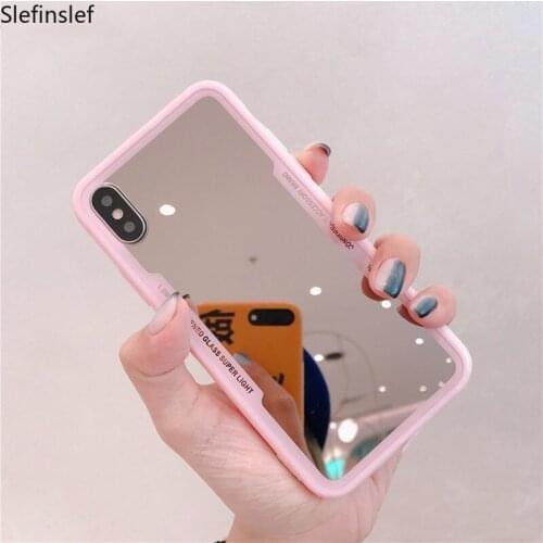Hot Luxury Make Up Mirror Phone Case Pink Soft Silicon Case for Iphone XR Xs Max 11 Pro XR 6S 7 8 Plus Fashion Sexy Girl Cover