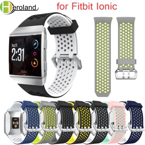 Silicone Sport Watch Bands Bracelet Light weight Ventilate for Fitbit Ionic Smart Watch Adjustable Replacement Bangle Accessory