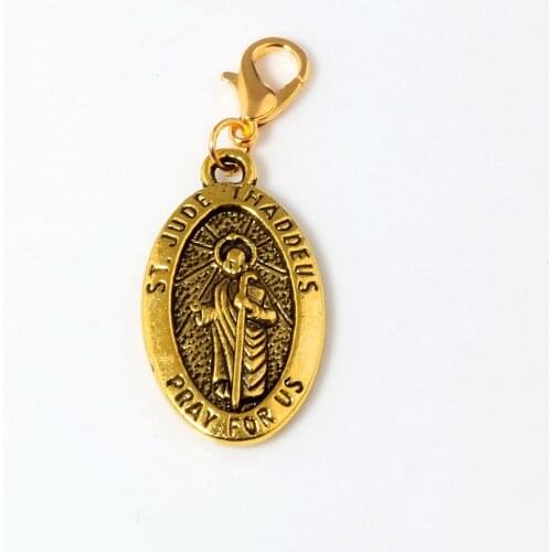 Hot ! 15pcs Antique gold Alloy ST. JUDE THADDEUS Charms Lobster clasp Pendants 16X 42MM DIY Jewelry