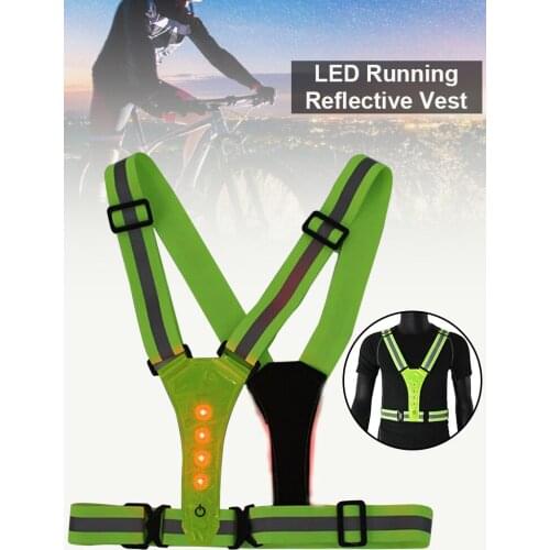 Bike Safe Reflective Vest LED Safety Running Vest For Construction Traffic Warehouse Visibility Jacket Reflective Strips Uniform