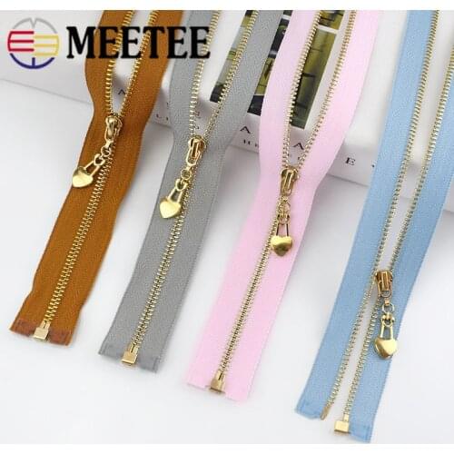 2/5pcs Meetee 3# Metal Zipper Open End 40/50/60/70cm Gold Teeth Zip Closure for Bags Purse Down Jacket Skirt Clothing Accessory