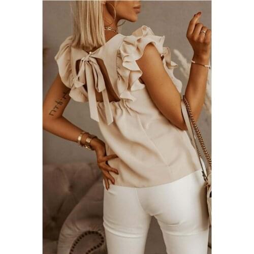 2021 Fashion Women Blue Striped Off Shoulder Blouse Shirts Female Short Sleeve Ruffle Neck Tops Summer Casual Ladies Shirt