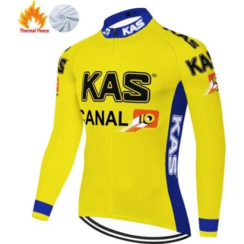 Kas Retro Winter Thermal Fleece Camisa Masculina Cycling Camiseta Masculino Hombre Mallot Jersey Ciclismo Maillot Cyclisme Homme