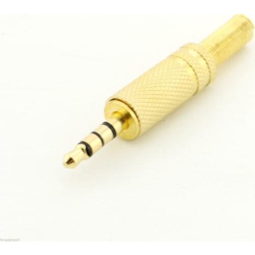 10pcs Gold Plated 3.5mm 1/8" 4 Pole 4 Way TRRS Stereo Male Plug Audio Cable Adapter